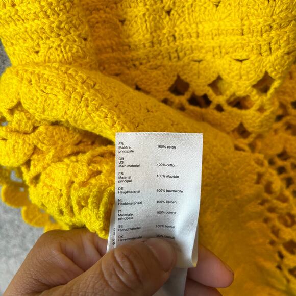 MAJE Crocheted Cotton Sweater In Yellow Size 1 (Small) Boho Bohemian - Picture 3 of 6